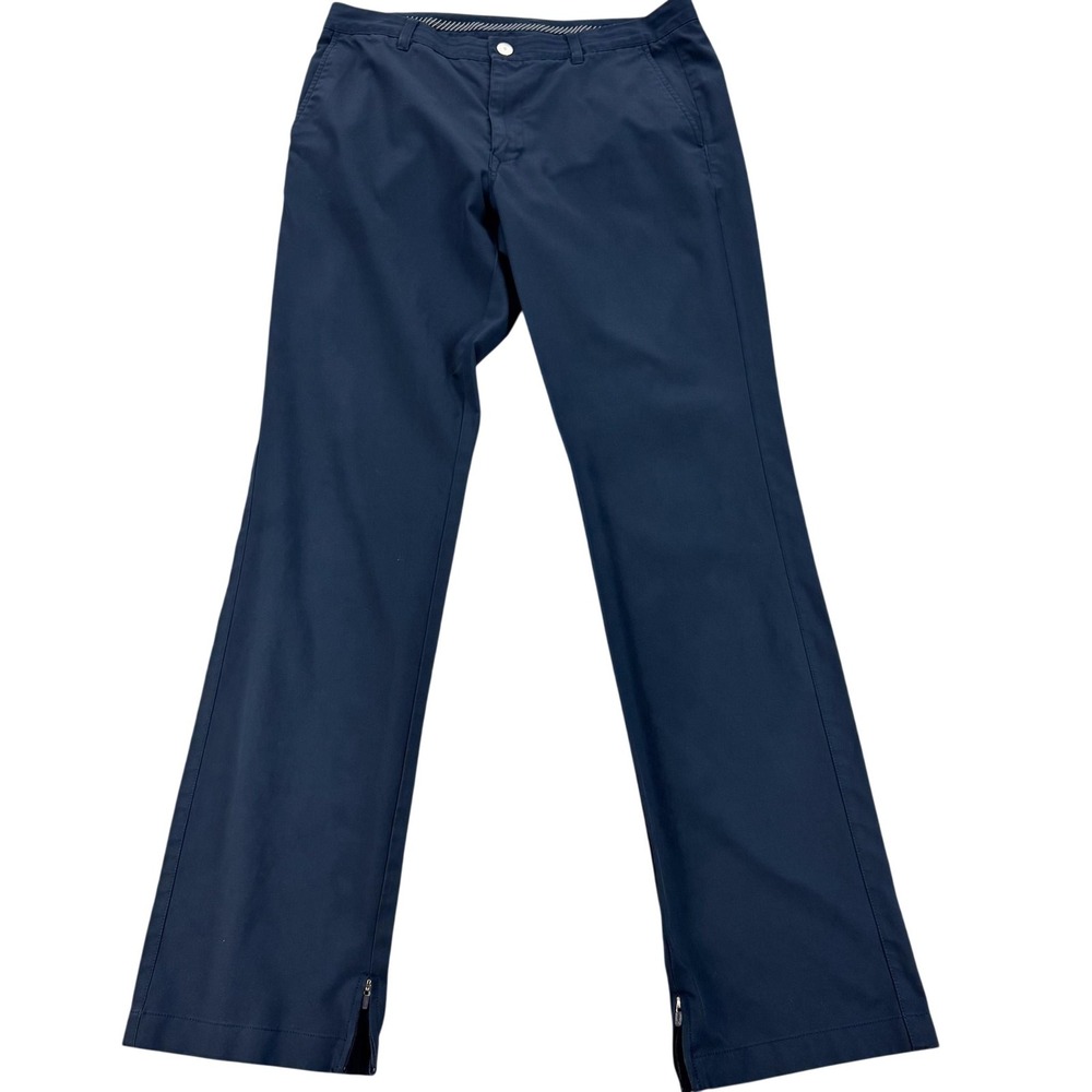 Bonobos Golf Pants Mens 34x36 Blue Straight Leg Zip Hem Polyester Twill Khakis